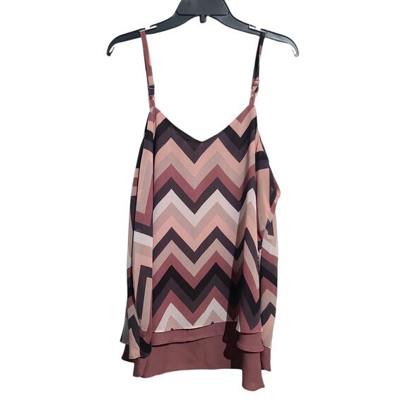 Torrid Sophie Chiffon Double Layer Swing Cami Pink Chevron Size 1X (16-18) - Picture 3 of 5